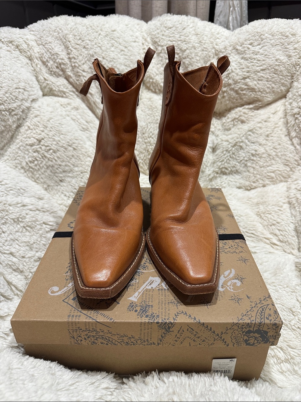 We The Free | Free People | Snip Toe Tan Leather Pointed Ankle Booties